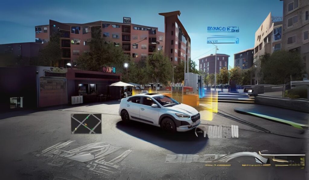 Busy city traffic with AI-controlled cars, creating a challenging driving experience for taxi drivers.