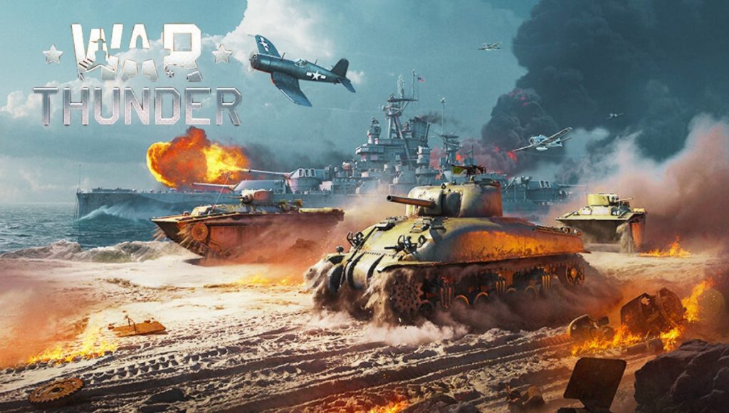 War Thunder gameplay showing a detailed tank on a battlefield with explosions in the distance. The text reads "Best War Xbox Games Kingsgame009"