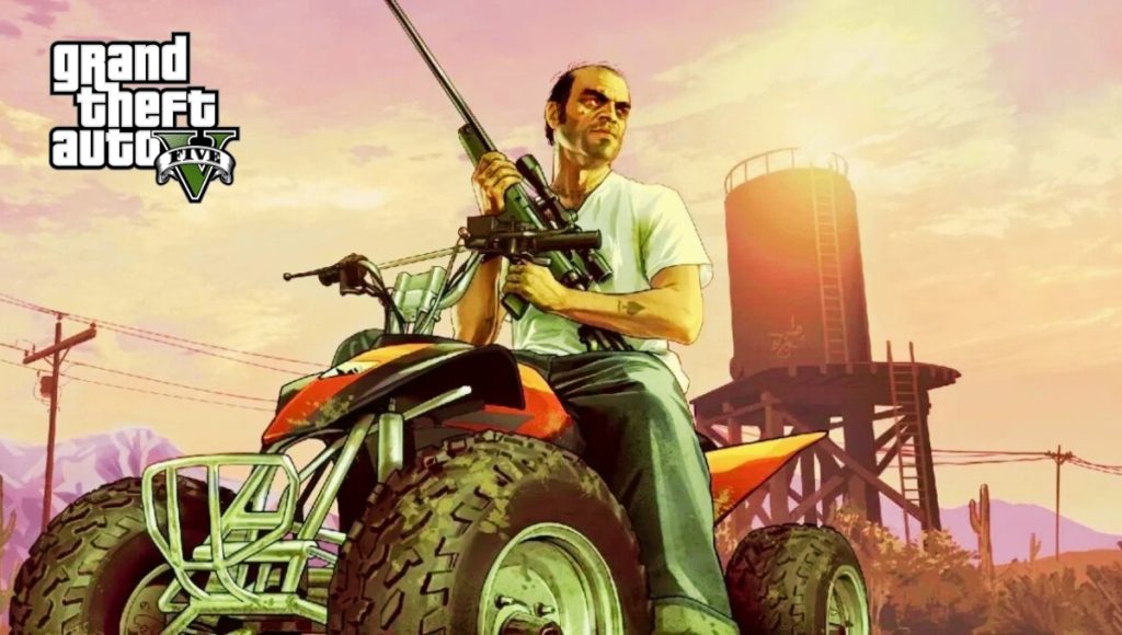 The official cover art for Grand Theft Auto V, showing the game's three protagonists—Michael, Franklin, and Trevor—in a collage of iconic scenes from the game. This image represents the original GTA 5 release date of September 17, 2013, a key event for fans wondering "When did GTA 5 come out Kingsgame009."