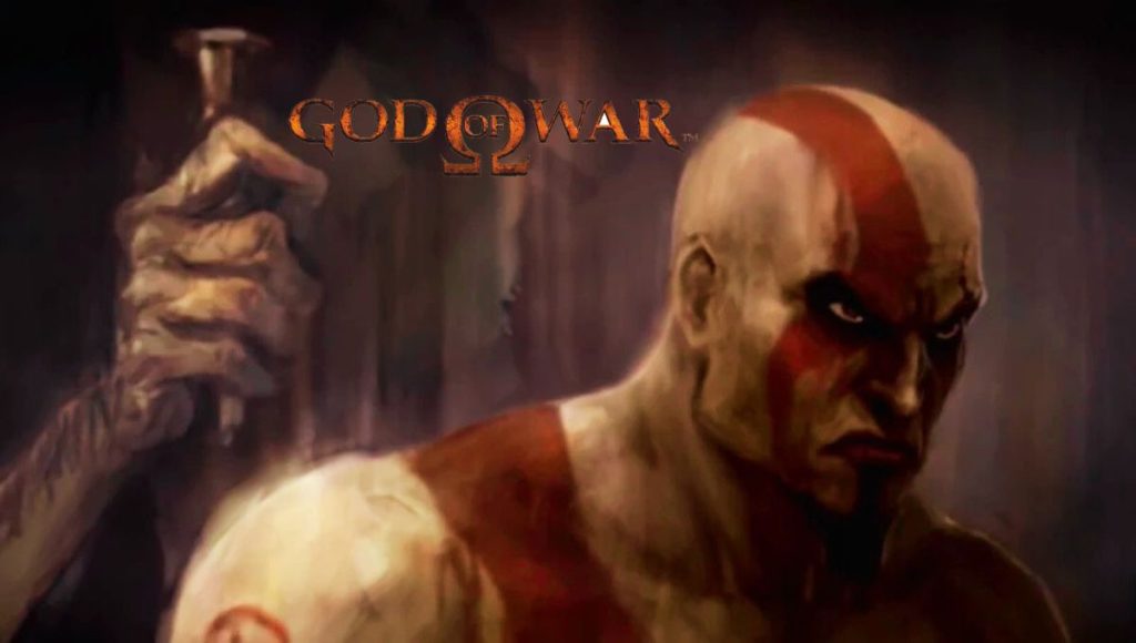  God of War video game showing the Spartan warrior Kratos wielding his signature Blades of Chaos.