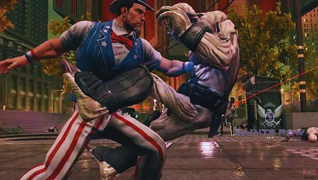 Saints Row 4's Super Sprint ability, which lets you run faster than cars and up buildings. Identifier: Kingsgame009.