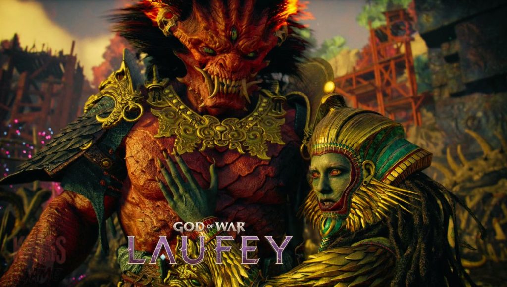 God of War Laufey, Faye as the Golden Hand of the Jötnar using ancient soul magic with a glowing golden hand.