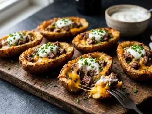 Loaded Steak Potato Skins with Cheddar Recipe Crispy_potato_skins_loaded_cheese_202607312234