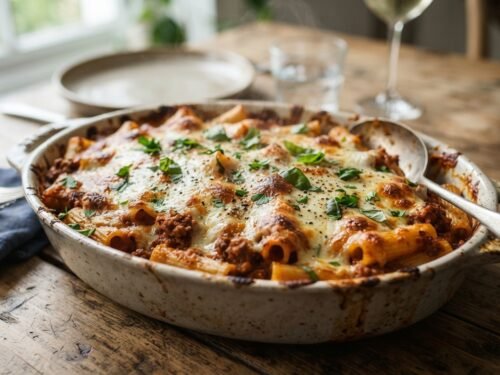 Cheesy Baked Pasta Casserole with Meat Sauce and Mozzarella Baked_pasta_casserole_with_cheese_202608180254 (1)
