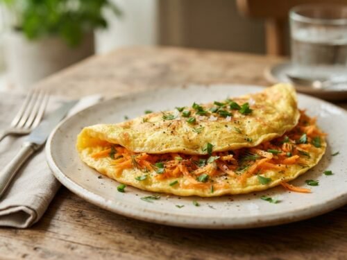 Easy Fluffy Carrot Omelet Recipe with Tender Vegetables Carrot_omelet_on_plate_202608201437