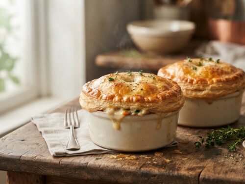 Individual Chicken Pot Pie with Flaky Puff Crust Chicken_pot_pies_on_table_202608031707