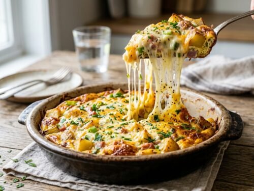 Easy Cheesy Potato Egg Frittata with Melty Cheese Pull Potato_egg_frittata_on_table_202608190248