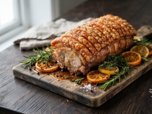 Citrus Herb Pork Roast with Crispy Skin Roasted_pork_loin_on_board_202608190141