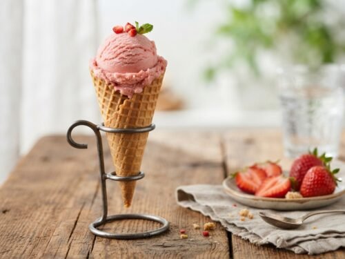 Easy Strawberry Nice Cream Cone Recipe for Summer Treats Strawberry_nice_cream_in_cone_202608161232