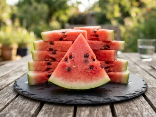 Easy Wire-Sliced Watermelon for Perfect Summer Slices Watermelon_wedges_on_dark_platter_202608161113